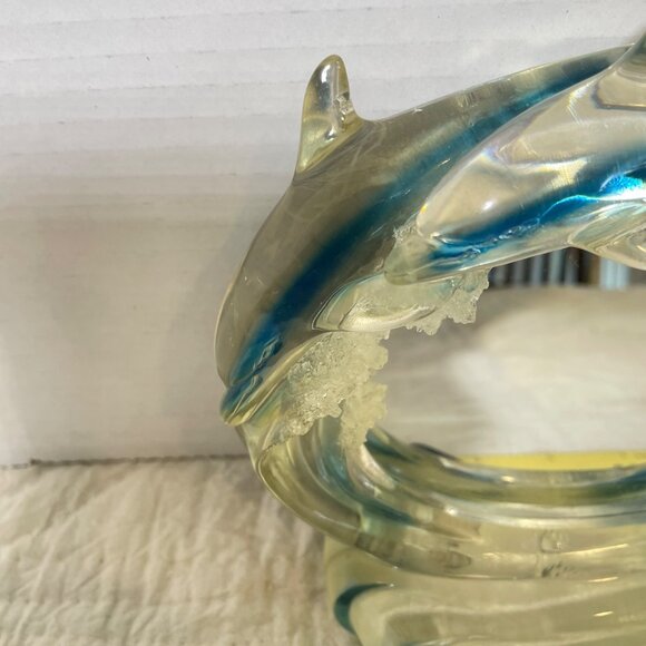Dolphin-Themed Oval Mirror With Blue & Clear Resin Frame - Picture 10 of 12